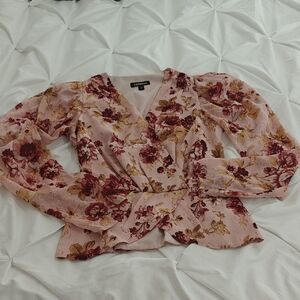 Express Pink and Red Floral Blouse